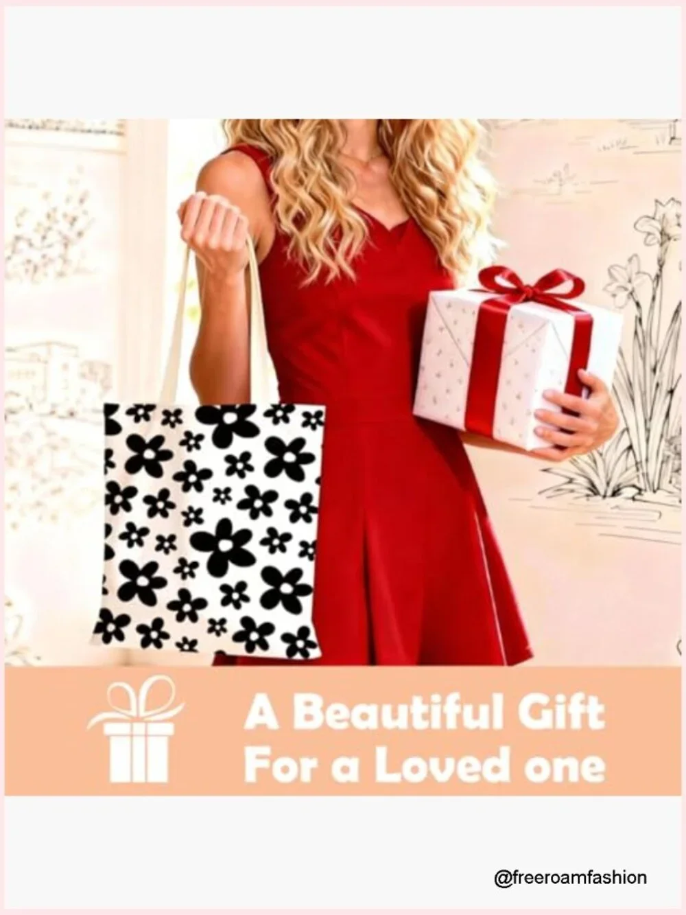 Canvas Tote Bag for Women, Reusable Grocery Shopping Shoulder Bag